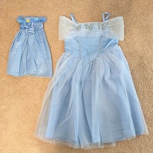 Girls and doll matching Cinderella princess costumes (Size 5-6)